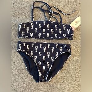 Vineyard Vines Girls M 10-12 Bikini Lobster Stack Navy NWT